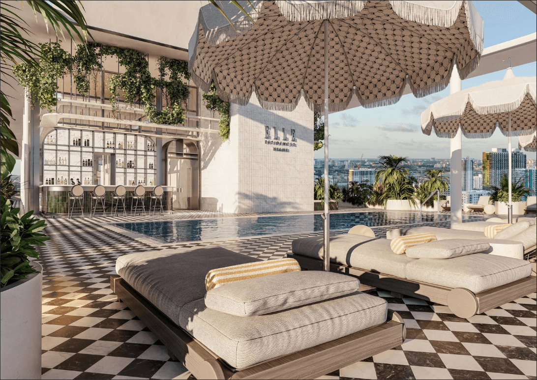 ELLE Residences Miami pool bar and lounge