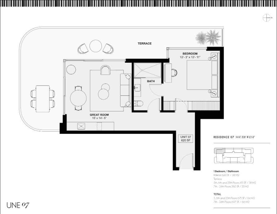 ELLE Residences Miami UNE 05 floor plan